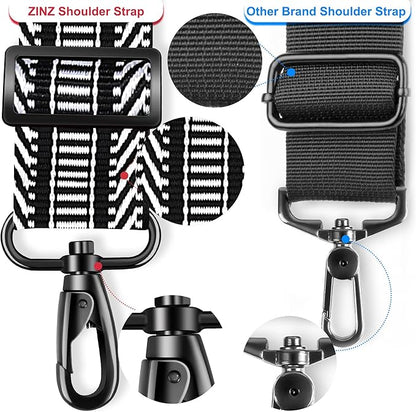 ZINZ 74" Shoulder Strap with Fixed Pad and Dual Balanced Buckles，Black White Jacquard