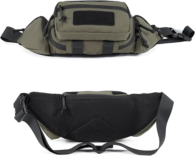 Tactical Fanny Pack CCW Gun Waist Bag for Men and Women with Pistol Holster, Low Profile Concealed Carry Everyday Hip Pack for Hiking Travel Outdoor Running Hunting, Range Green