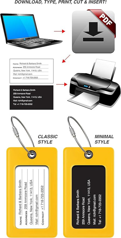 Luggage Tags Business Card Holder by TUFFTAAG - Durable Travel ID Bag Tag, Secure & Flexible, Perfect for Suitcases, Backpacks, and Carry-Ons, Easy Identification