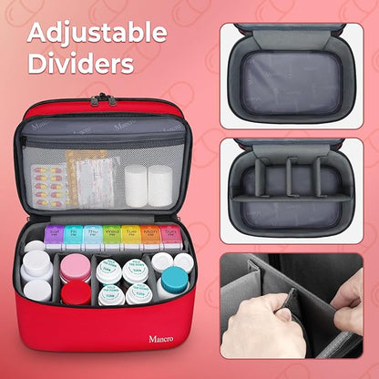 Mancro Dual Layers Medicine Organizer Bag, Pill Bottle Organizer Storage with Lockable Zipper, Medication Travel Bag for Pills, Vitamins, Medical Supplies for Home Storage, Travel
