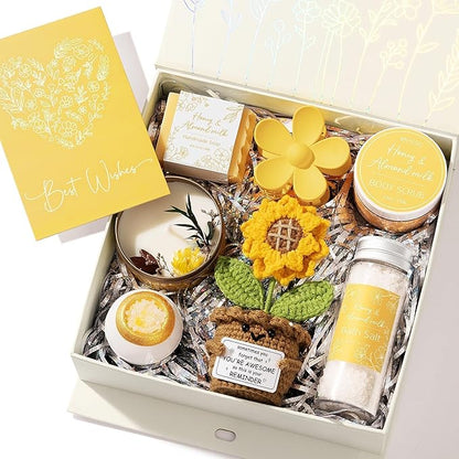 Spa Gifts for Women Bath Gift Set, Honey & Almond Milk Relaxing Spa Gift Baskets Home Bath Self Care Kit Care Package Thank You Christmas Birthday Gifts for Women Mom Her Friends Sister Teen Girl Wife