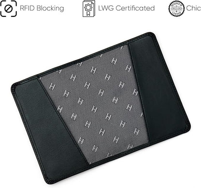 Passport Holder for Travel, Men & Women, RFID Handcrafted Nappa Leather Passport Cover & Case, Gift Box & Pouch for Birthday & Christmas, Black