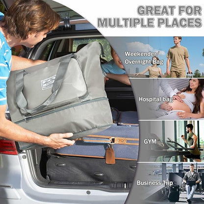 Ranslen Large Capacity Folding Travel Bag,Expansion Travel Duffel Bag with Dry and Wet Separation Portable Travel Duffel Bag