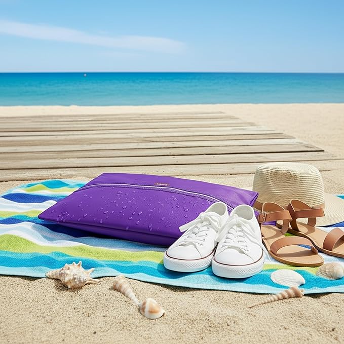 6pcs Portable Shoe Organizer, Travel Pouches with Zipper, Golf Shoe Bags, Clothes Bags, Soccer Cleats Bag Shoe Pouch for Gym, Waterproof, Odor-Resistant (Purple)