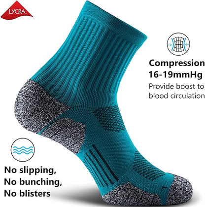 CWVLC Cushioned Compression Sport Quarter Socks for Men Women Youth