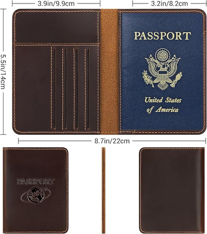 BIAOTIE Premium Leather Passport Holder Covers, Rfid Travel Wallet Passport Document Holder, Travel Essentials Wallet Cover Case for Men and Women (Coffee Brown)
