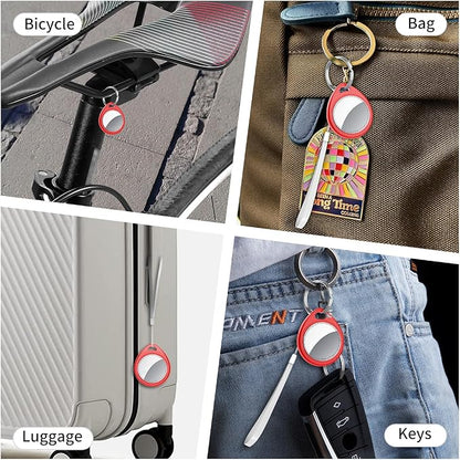 Air Tracker Tags 6 Pack Red, 5.3 Bluetooth Tracker Work with Apple Find My (iOS Only), 100dB Sound, Smart Tag with Keychain/Lanyard, Item Finder for Luggage/Key/Suitcase, Replaceable Battery