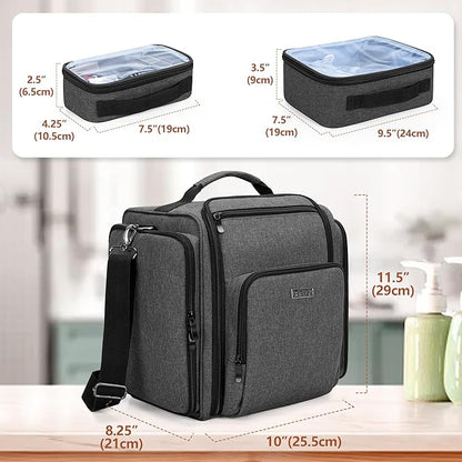 BAFASO Large Travel Toiletry Bag with 4 Removable Pouches, Multifunctional Makeup Bag Hair Bag for Toiletry and Makeup Supplies, Black