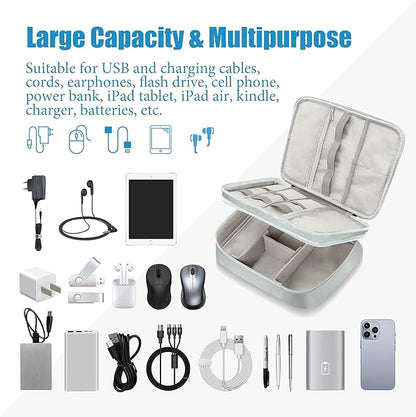 SELLYFELLY Electronics Travel Organizer, Double Layer Cable Organizer Bag Watreproof Electronics Accessories Storage Bag for Cord, Charger, Phone, Power Bank, Hard Drive