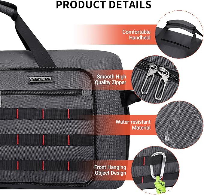 WITZMAN Foldable Duffle Bag for Travel 65L Lightweight Packable Duffel Bag with Shoes Compartment Overnight Bag for Men Women (B697 Silvery Grey)