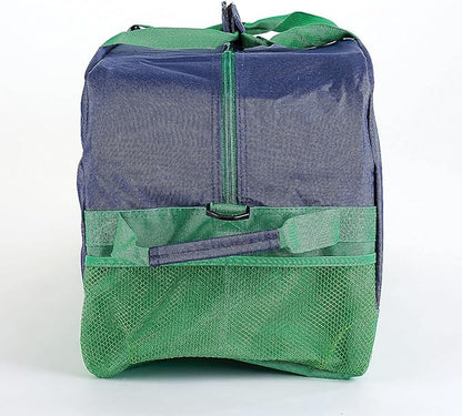 Lillian Vernon Navy and Green Personalized Medium Duffel Bag for Kids - Sports and Activities, Luggage, 11" x 12" x 23"W