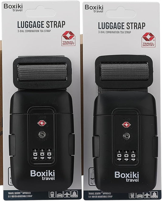 TSA Approved Luggage Straps – Set of 2 Anti-Burst Adjustable Polyester Suitcase Belts with 3-Dial Combination Lock – Prevents Accidental Opening, Secure Travel (Gray)