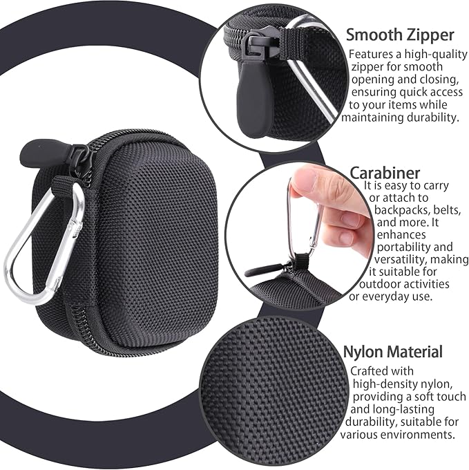 co2CREA Hard Case for Beats Powerbeats Fit with Carabiner Clip, Shockproof Earbuds Storage Box – Protective Travel Cover for Wireless Noise Cancelling Earbuds (Black Case)