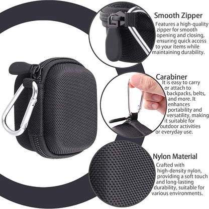 co2CREA Hard Case for Beats Powerbeats Fit with Carabiner Clip, Shockproof Earbuds Storage Box – Protective Travel Cover for Wireless Noise Cancelling Earbuds (Black Case)