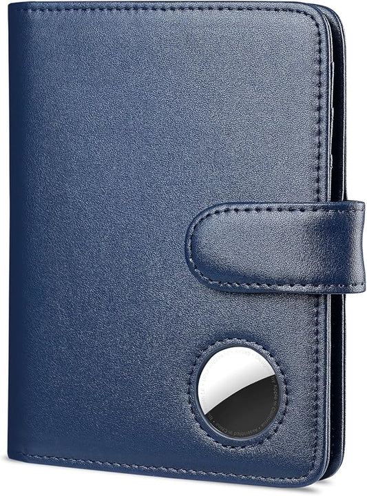 Passport Holder for Travel with AirTag Holder- Leather RFID Blocking Travel accessories with 5 Cards Slot&1ID Window,Magnetic Closure,Gift Box(Air Tag Not Included)