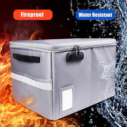 Fireproof Document Box, Fireproof Organizer Safe Box with Lock, Portable Office Storage Cabinet for Hanging Letter/Legal Size Folder/Certificate