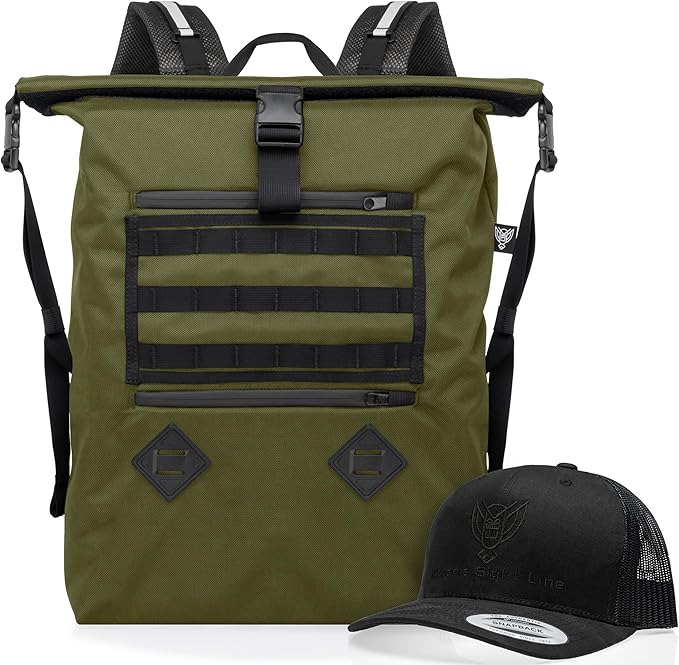Xtreme Sight Line ~ AQUA RT Large Water-Proof Faraday Backpack/Black Hat Combo ~ Tracking/Hacking Defense ~ OD Green