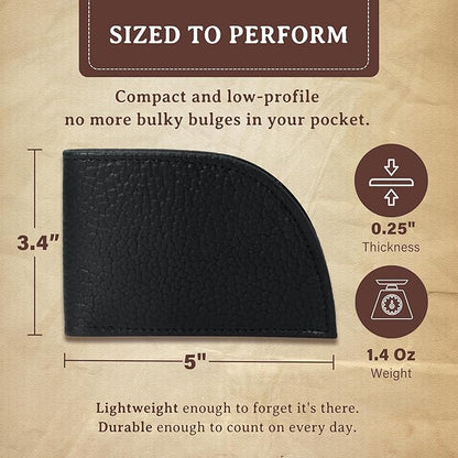 ROGUE WALLET Genuine Bison Leather Wallets for Men - RFID Blocking Curved Men's Front Pocket Wallet w/ 3 Card Slots, Plastic ID Slot, Full Billfold Section & More - Slim Wallets for Men (Black)