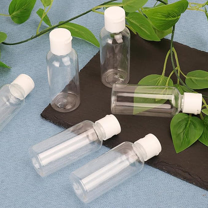 100 Pack 2 oz Plastic Bottles with Caps, Clear Empty Bottles, flip top Bottles for Lotion and Shampoo, Travel-Friendly Bottles, BPA-Free for Liquids and Personal Care