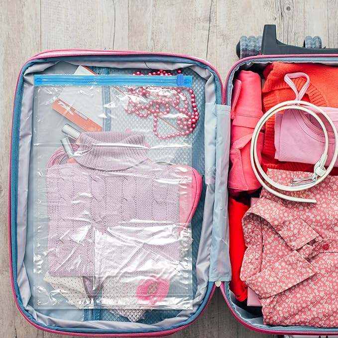 FAVOMOTO 6pcs Hand-rolled Compression Bags Capacity Travel Storage Vacuum Bags for Clothes Bedding Comforters Pillows Space Saver Organizers for Luggage and Suitcases