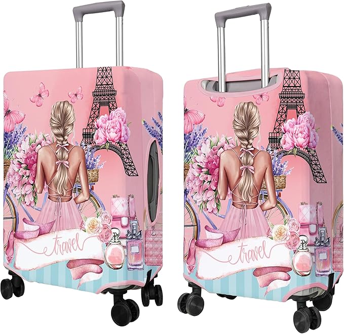 Travel Luggage Cover Suitcase Protector Fits 18-32 Inch Wheel Covers PatternedTravel Related Items Flower Luggage Protector Elastic M
