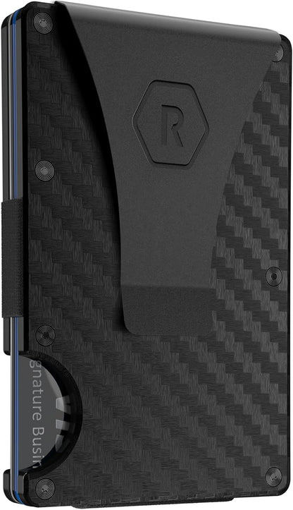 The Ridge Wallet - Slim Minimalist Compact Wallet and Card Holder| RFID Protected Front Pocket Wallets | Integrated Money Clip | Carbon Fiber 3K