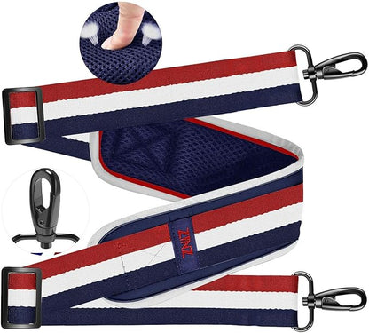 ZINZ Ultra-Thick Fixed Pad Shoulder Strap 76-inch Universal Bag Strap with Breathable Cushion and Dual Balanced Adjustable Buckles for Laptop Bag Luggage Messenger Bag Crossbody etc -Stripe-BWR