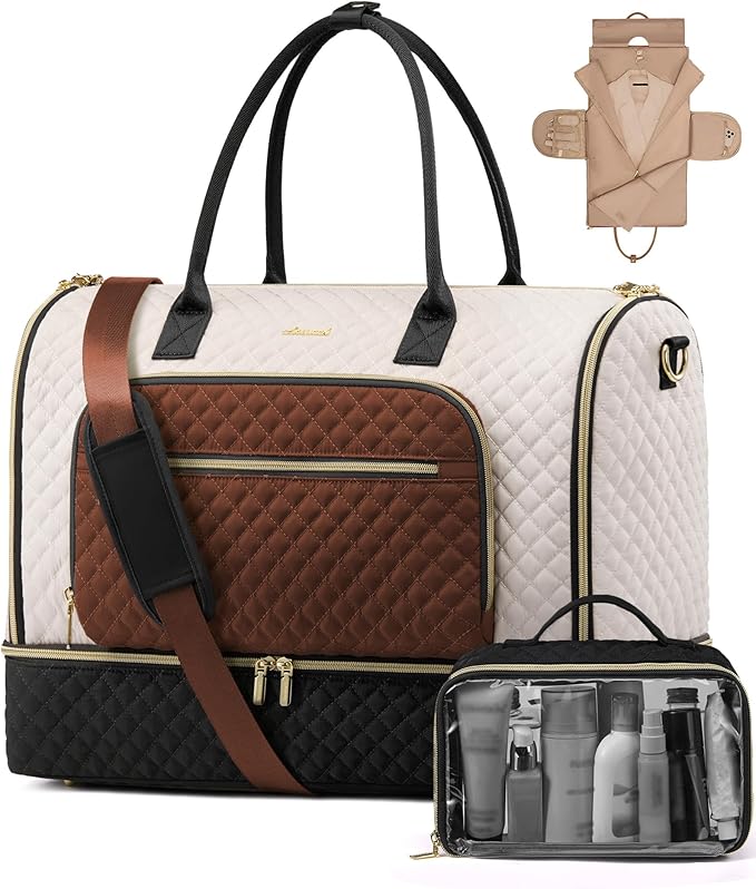 LOVEVOOK Convertible Travel Duffle Bag for Women Men, Garment Bag for Travel, Quilted Overnight Weekender Carry On Duffel Bags for Airplane, Suit Bags for Trip, Business