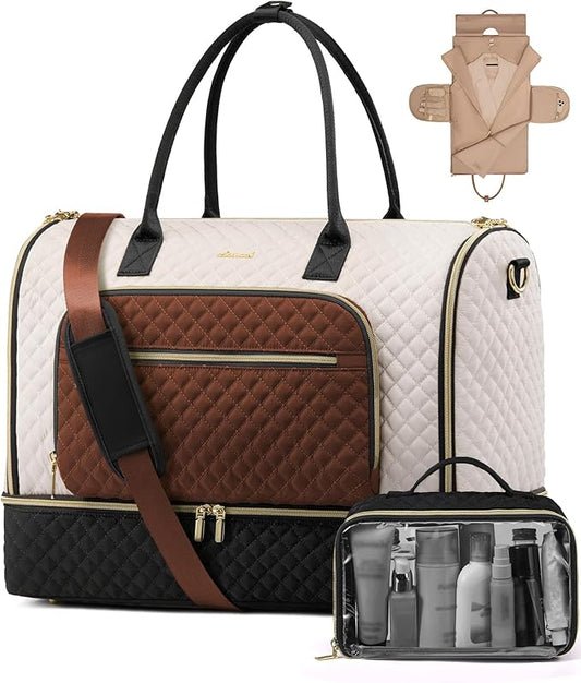 LOVEVOOK Convertible Travel Duffle Bag for Women Men, Garment Bag for Travel, Quilted Overnight Weekender Carry On Duffel Bags for Airplane, Suit Bags for Trip, Business