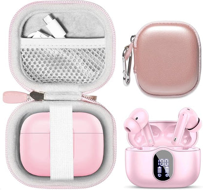 getgear case for Btootos A90 Wireless Earbuds with Noise Cancelling Mic LED Display (Pink)