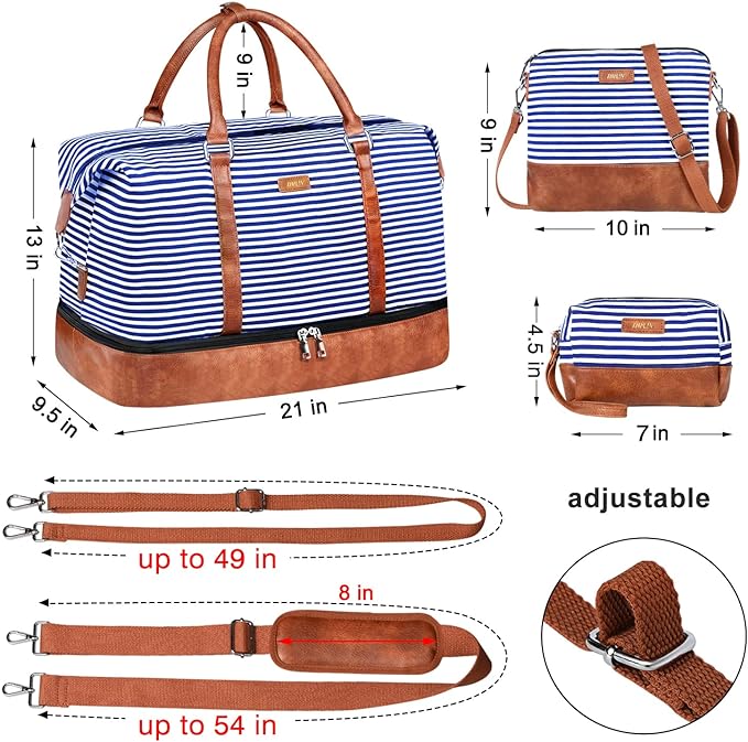 IBFUN Weekender Bags for Women - 21" Travel Duffle with Shoe Compartment - Carry On Overnight Duffel for Weekend Travel & Business Trips, 3PCS