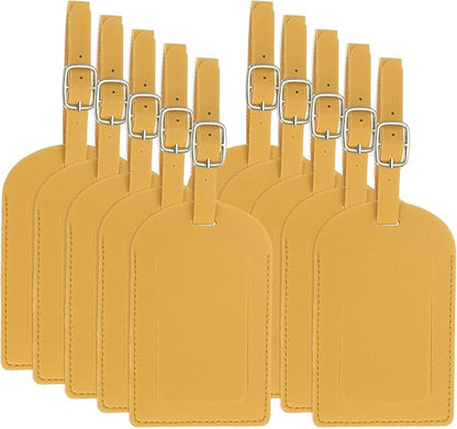 PATIKIL Leather Luggage Tag, 50 Pcs Luggage Tags Pu Bag Tags for Suitcases Airplane Travel Essentials, Yellow