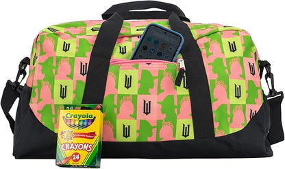 Wicked Duffle Bag, 16 inch Travel Sleepover Weekender Bag for Girls Featuring Galinda & Elphaba, Green & Pink