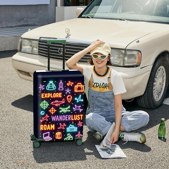 ANNA QUEEN Travel Luggage Cover Suitcase Protector Suitcase Cover Anti-Scratch,Stretchable Bag Cover Washable Durable Polyester with Elastic Hem with Zipper Closure