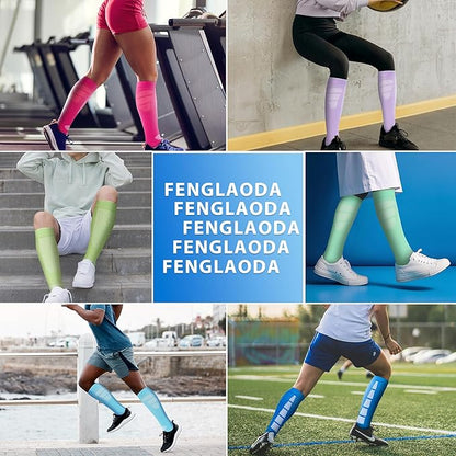 fenglaoda Compression Socks Women Men 6 Pairs, Knee High Best Support Circulation Socks for Running, Travel, Flight, Nurse