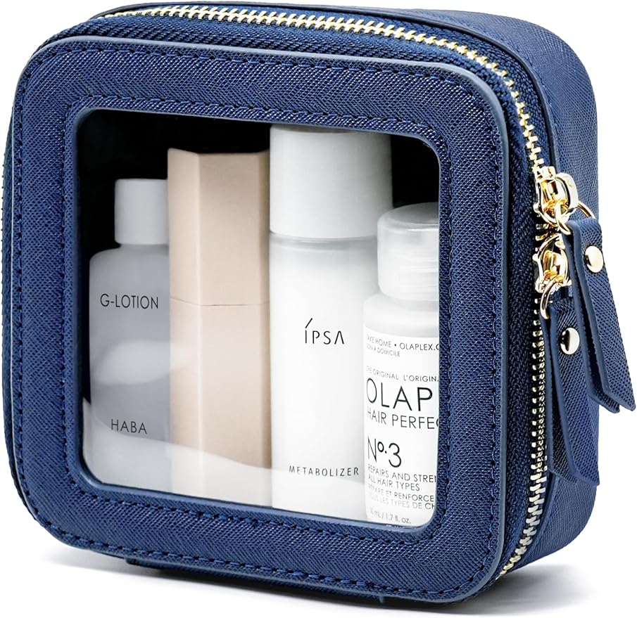 Popvibe Clear Makeup Bag Travel Cosmetic Case Transparent Toiletry Bag with Zipper, Portable Make Up Organizer Traveling Compact Car Bag for Essentials