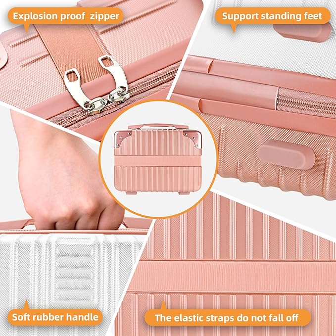 14inch Hard Shell Cosmetic Organizer Travel Train Hand Luggage Small Portable Carrying Suitcase Makeup Case Bag for Women Toiletry