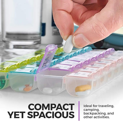MEDca Pill Organizers - (40 Pack Bulk) Large Pill Organizer with Weekly and Daily 4-Times-A-Day Compartments for Morning, Noon, Evening, Night - BPA-Free, Portable and Travel Friendly Pill Boxes Case