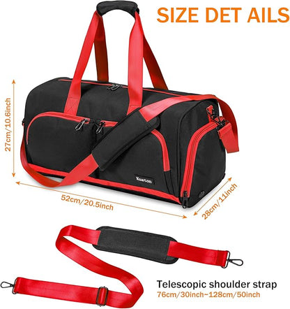 Kuston Sports Gym Bag with Shoes Compartment &Wet Pocket Gym Duffel Bag Overnight Bag for Men and Women