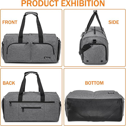 Kuston Sports Gym Bag with Shoes Compartment &Wet Pocket Gym Duffel Bag Overnight Bag for Men and Women