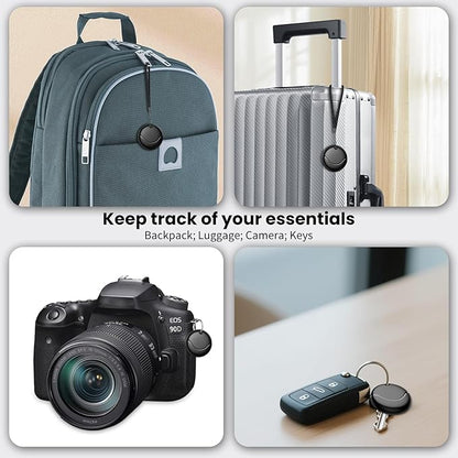 Air Tracker Tags-4 Pack Black, Bluetooth Tracker Works with Apple Find My (iOS Only), Smart Tag with Lanyard, Item Finder for Luggage, Key, Suitcases, Replaceable Battery, IP67 Waterproof Tracking Tag