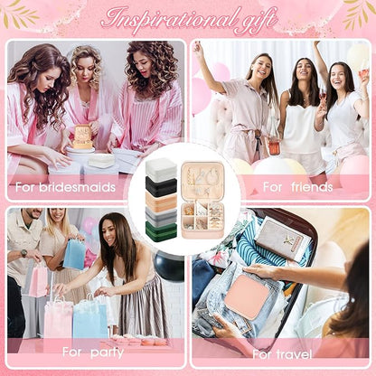 Taiyin 6 Pcs Travel Jewelry Case Box Bridesmaid Gifts Bulk Travel Jewelry Cases Boxes Small Jewels Organizers Mini Accessories Ornaments Storage for Women Girls Wedding Gifts (Multicolored)