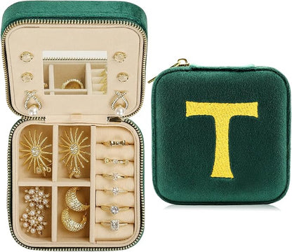 Jenria Christmas Gift for Women, Travel Jewelry Case for Women, Jewelry Organizer, Jewelry Box, Unique Gifts, Personalized Gifts for Her, Birthday Gifts for Mom, Teen Girl, Girlfriend, Green, T