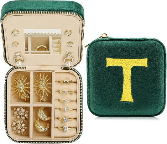 Jenria Christmas Gift for Women, Travel Jewelry Case for Women, Jewelry Organizer, Jewelry Box, Unique Gifts, Personalized Gifts for Her, Birthday Gifts for Mom, Teen Girl, Girlfriend, Green, T