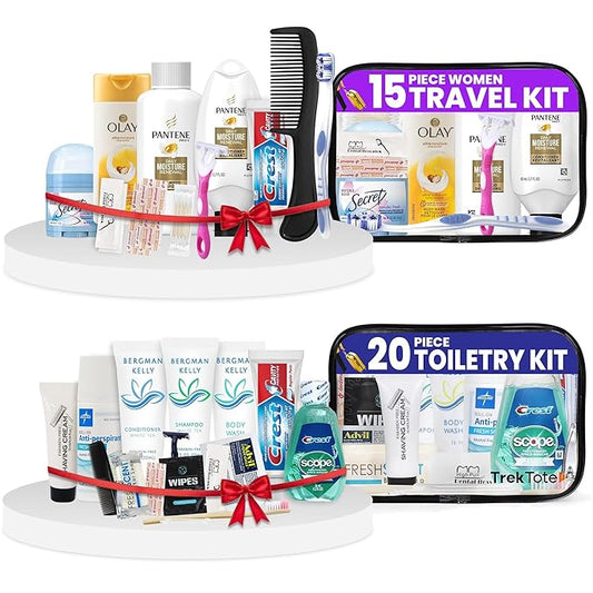 Trektote Travel Toiletry Kit Bundle For Men And Women – 15 Piece Set of Travel Size Toiletries, TSA Compliant, Travel Essentials, Includes Shampoo And Conditioner, Body Wash, Toiletry Bag & More