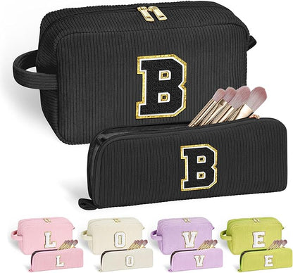YOOLIFE Initial Travel Makeup Bag Cosmetic Bag - Teen Girl Gifts Trendy Stuff Friend Birthday Gifts for Women Teen Girl Kids