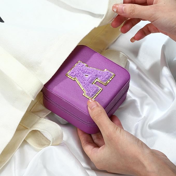 Parima Travel Jewelry Box for Girls Women, Jewelry Organizer Box | Personalized Jewelry Boxes for Women Girls | Necklace Earrings Ring Box | Travel Jewelry Organizer Box - Letter J, Purple
