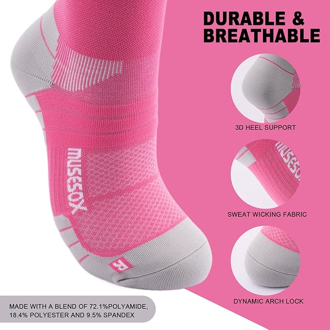 Compression Socks for Women and Men,Knee High 15-20mmHg Graduated Circulation(3 Pairs) for Nurses,Pregnant,Travel