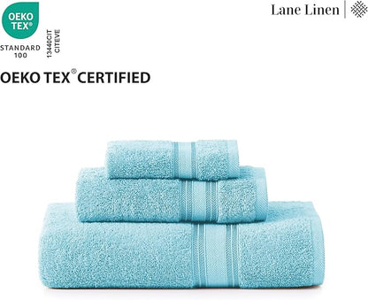 LANE LINEN Luxury Towel Set for Bathroom – 12-Pack 100% Cotton, Zero Twist, Includes 4 Bath, 4 Hand & 4 Washcloth, Suitable for All Body Types, Soft & Quick Dry, Ideal for Airbnb & Spa - Blue