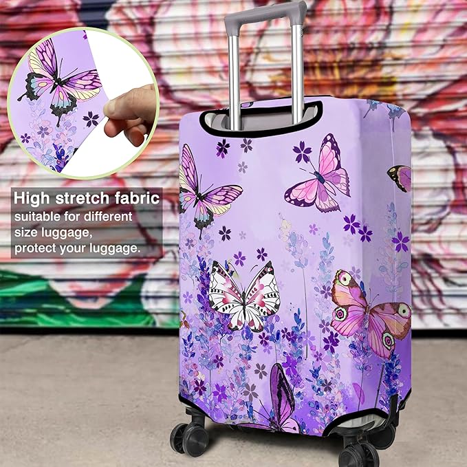 Travel Luggage Cover Suitcase Protector Fits 18-32 Inch Wheel Covers PatternedTravel Related Items Flower Luggage Protector Elastic S